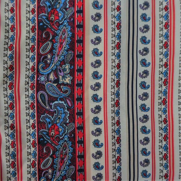 Vintage Secretary Blouse Striped Paisley Tie Neck - Picture 6 of 8